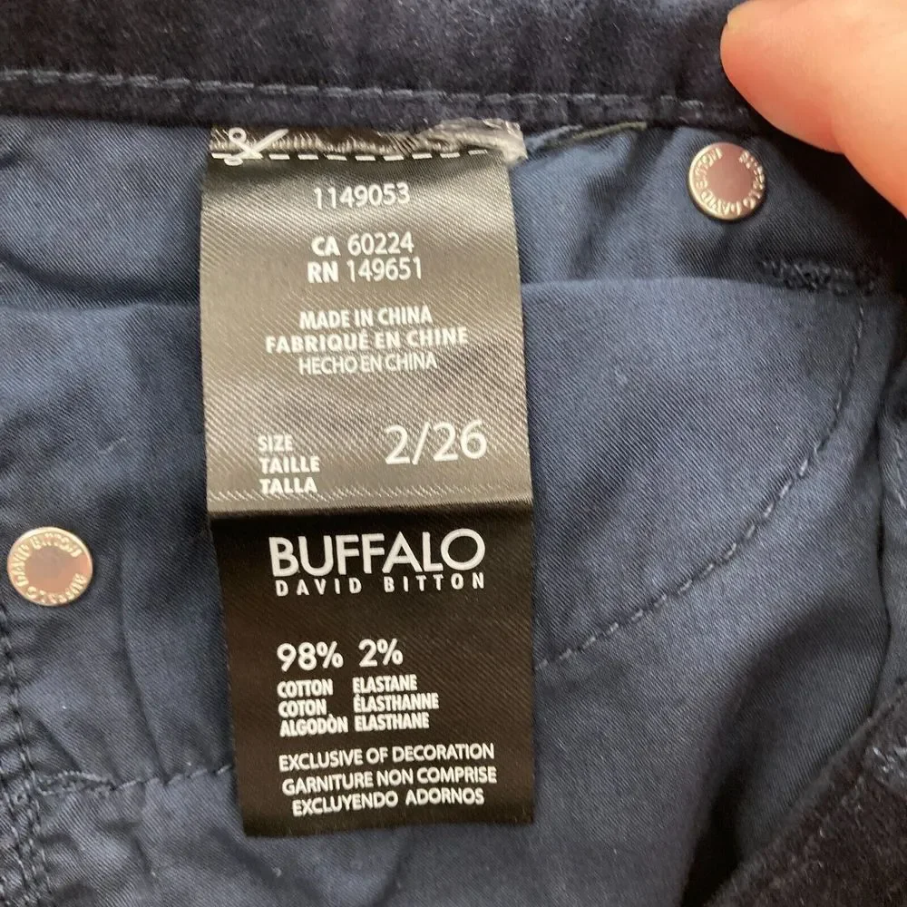 Buffalo David Bitton Marvel‎ Velvet Skinny Ankle Pants Women's 2/26 Blue Stretch - Picture 6 of 13